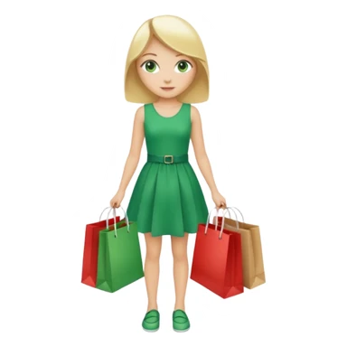 Full body blonde girl with green eyes, shopping bags sticker