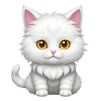 a white cat wearing a costume sticker
