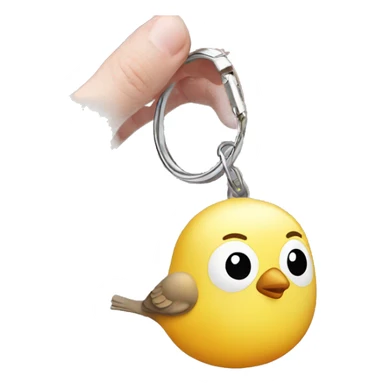 a keychain with a cute baby bird imprint on it  sticker