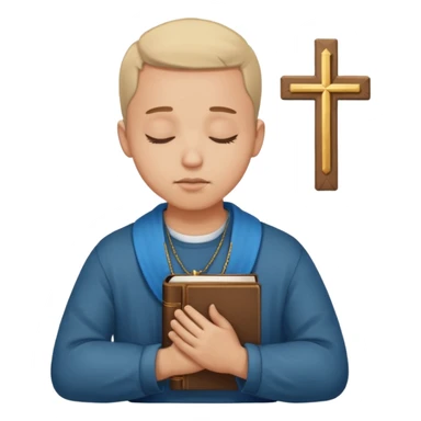 Guy who reads Bible with cross on it and with his eyes closed in prayer. Nothing in the background  sticker