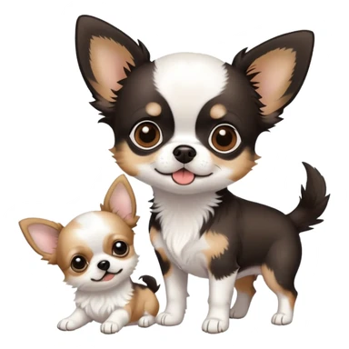 A black Chihuahua with a white puppy with brown spots mixed with Chihuahua and shih-tzu￼￼ sticker