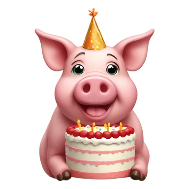 pig with birthday cake  sticker