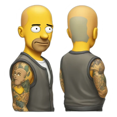Tattooed bald man the Simpsons sticker