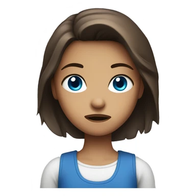 A girl with brown hair and blue eye looking mad crossing her arms sticker