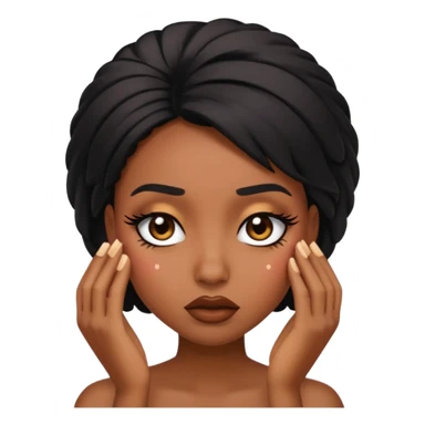 black baddie with long lashes facepalming, expressive, stylish, confident, emoji style sticker