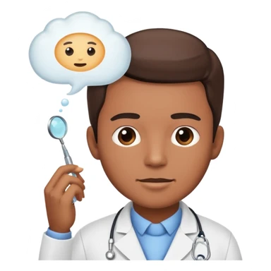 a dentist with a thought bubble sticker