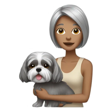 woman with grey hair and shih tzu sticker