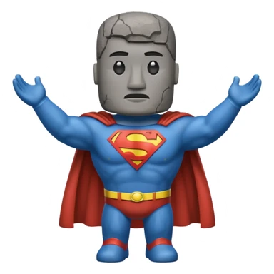 a moai emoji with a superman cape sticker