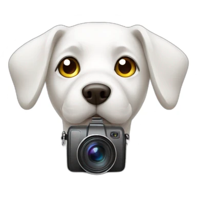 white dog with videocamera sticker