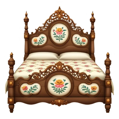Vintage bed with flower design sticker