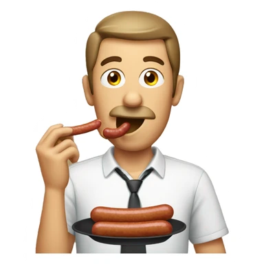 man eating sausage sticker