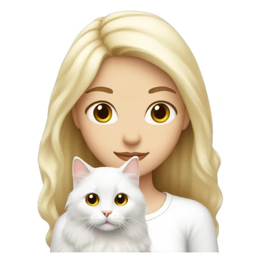 Blonde girl with a white fluffy cat sticker