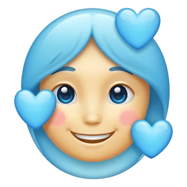Smiling face with light blue hearts sticker