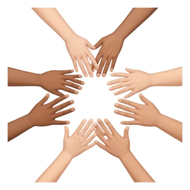 five hands in a circle gripping the forearms of the one next to them sticker