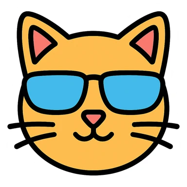 cat wearing sunglasses color icon sticker