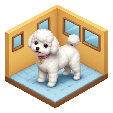 Bichon Frisé dog playing room isometric sticker