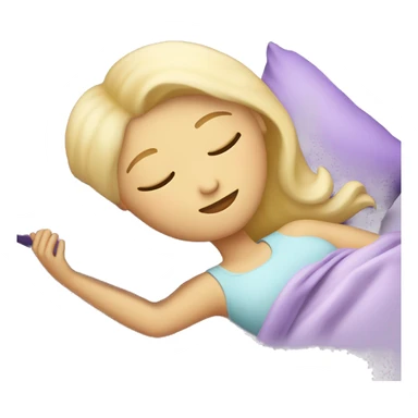 beautiful blonde girl sleeping on light purple pillow sticker