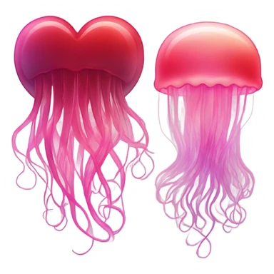 Valentine’s Day heart and jelly fish red and pink  sticker