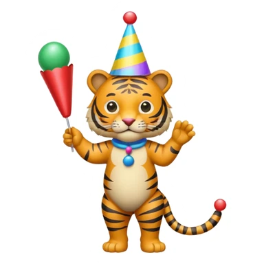 Party Tiger with a party hat and a party popper full body sticker