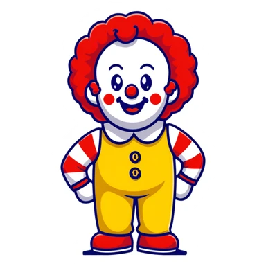 McDonald's clown with bright red curly hair and yellow T-shirt with red and white striped sleeves sticker