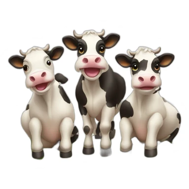Three cute cows drinking wine sticker