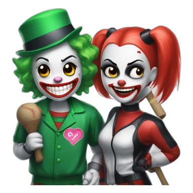 Simple Joker and Harley Quinn with chewing gum and baseball bat sticker
