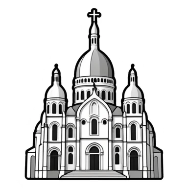 now I want a sticker with the Sacre Coeur church in black and white sticker