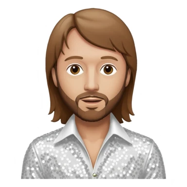 Maurice Gibb from Bee Gees with long brown hair, white sequin outfit  sticker