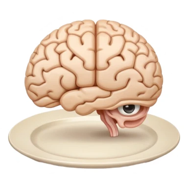 Brain on a plate next to head  sticker