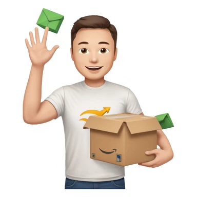 elon musk throwing amazon box in the air sticker