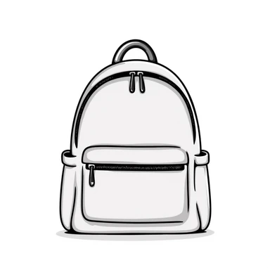 a backpack with pockets, zippers, and straps, in pastel colors dd9fb0, ffc6d3, a3bfc9, c4bee2, f1b091, detailed hand-drawn doodle style sticker