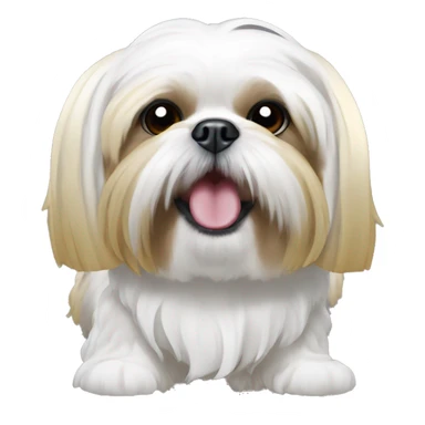 Shih tzu with gold and white hair with a tooth piping out of its mouth  sticker