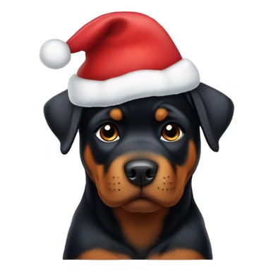 Rottweiler puppy wearing a chrismas cap sticker
