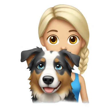 blond girl with australian shepherd blue dog sticker