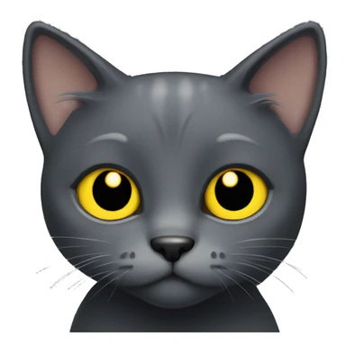 cute dark grey cat with yellow eyes  sticker