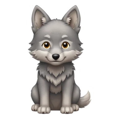 Wolf pup with soft fur and alert ears, half body, standing sticker