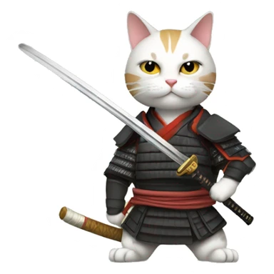 samurai swordsman cat sticker