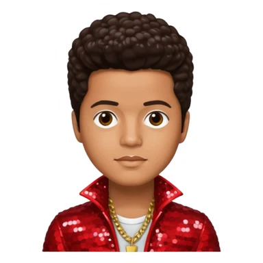 Bruno Mars with dark brown hair, red sequin outfit sticker