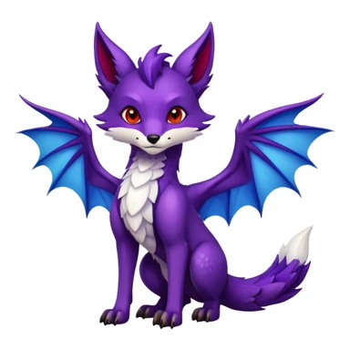 Fox dragon hybrid face front full body dark purple and blue and red sticker