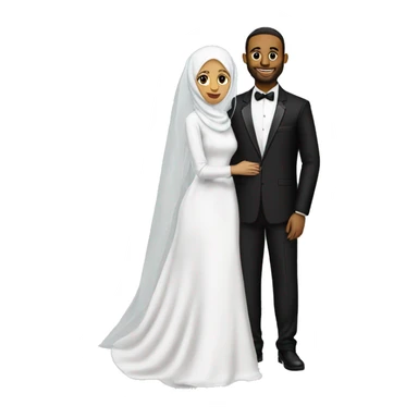 Hijabi modest bride next to groom in tux sticker