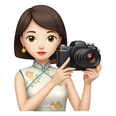 cheongsam ancient white fox with camera sticker