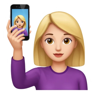  woman holding her phone having selfie sticker
