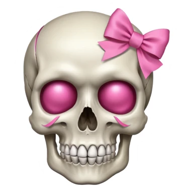 A skull with a small pink ribbon on the side of its head sticker