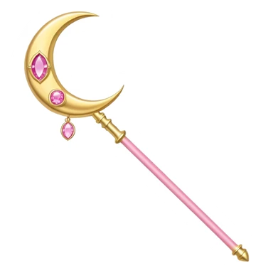 Sailor Moon's Crescent Moon Stick, a pink wand with a gold crescent moon on top and a pink gem in the center sticker