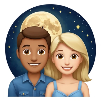 couple talking with moon in the background sticker