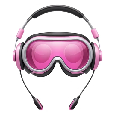 protective glasses with pink lenses and built-in headphones, tech safety gear sticker