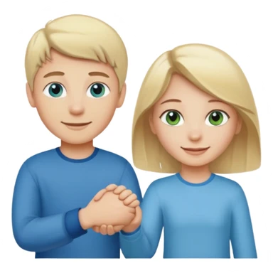 blonde blue eyed boy smiling with pale brunette green eyed girl sticker