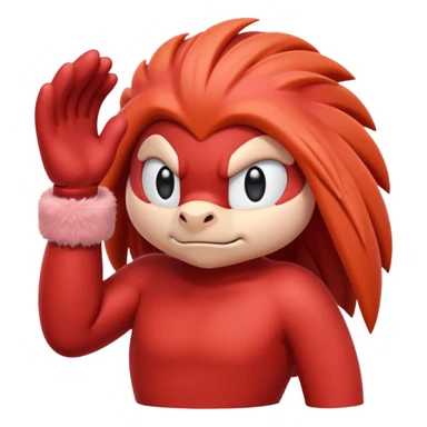 Sonic the hedgehogs friend knuckles a red animal with peach arms and white gloves sticker