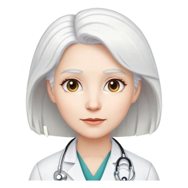 female white physician with white hair sticker