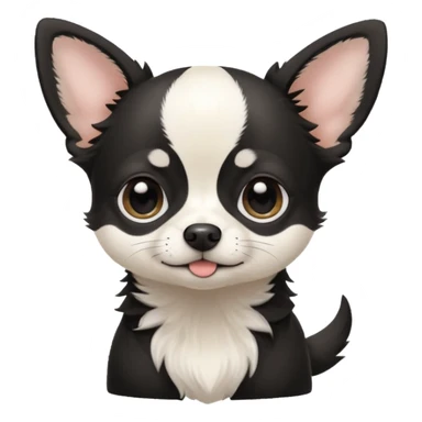 A black and white chihuahua emoji please with a thin white line on the center of head sticker